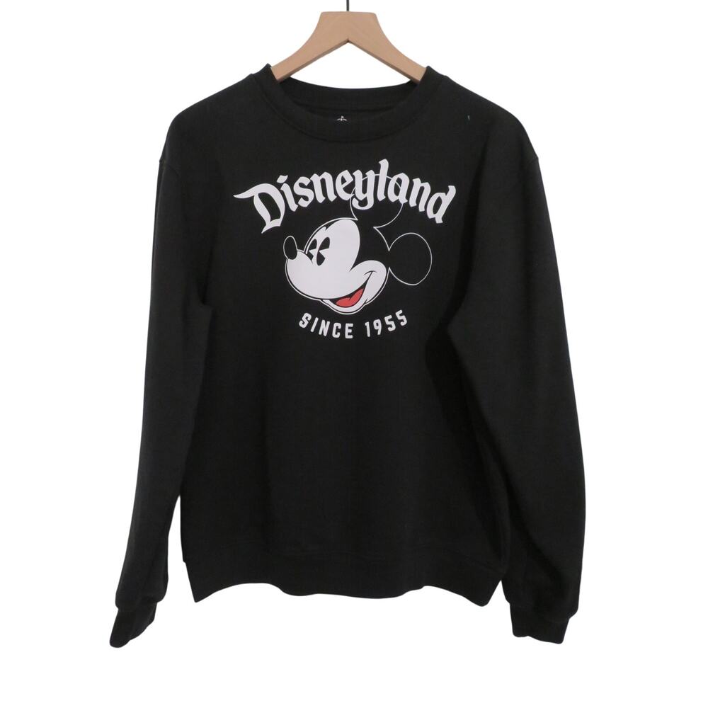 Disneyland Women Sz M Black Mickey Mouse Crewneck Sweatshirt Nostalgic Cozy